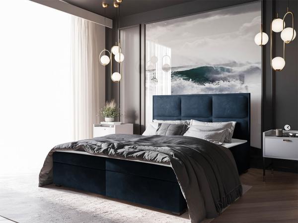 Boxspringbett Draban I, Blau, 160 x 200 cm