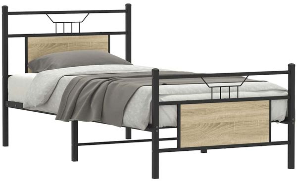 vidaXL Bettgestell ohne Matratze Sonoma-Eiche 90x190 cm Holzwerkstoff 4106802