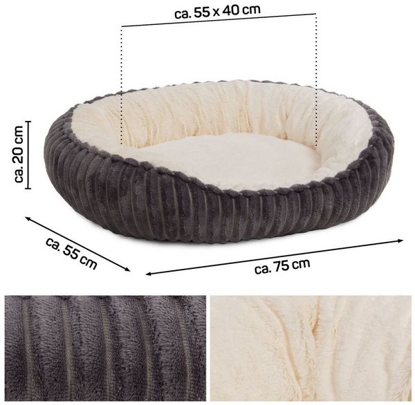 Wallace & Jones Tierbett Cameron Katzenkörbchen, Katzenbett, anthrazit-beige, ca. 75x55x20cm