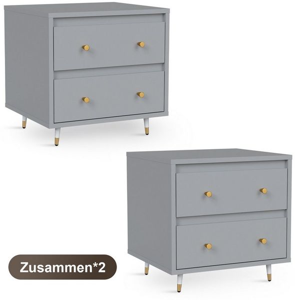 Lexzurn Nachttisch Nachttisch(1-St/2-St), Beistelltisch mit 2 Schubladen (Modern abgeschrägte Kante, Nachtschränkchen), Nachtschrank für Schlafzimmer, Wohnzimmer