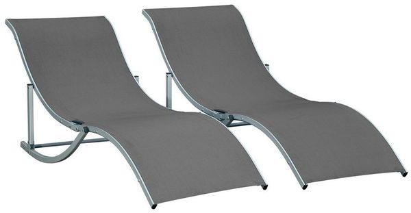 Outsunny Gartenliege ergonomisch Aluminium Texteline Dunkelgrau