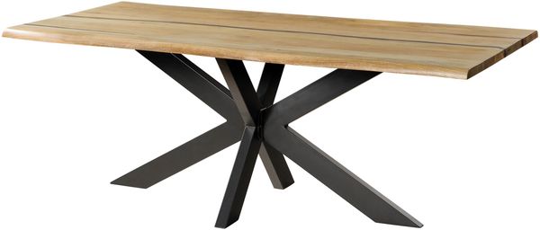 Baumtisch Mango 200x100x74 natur lackiert / Epoxid schwarz, Kreuzgestell anthrazit matt EPOXY