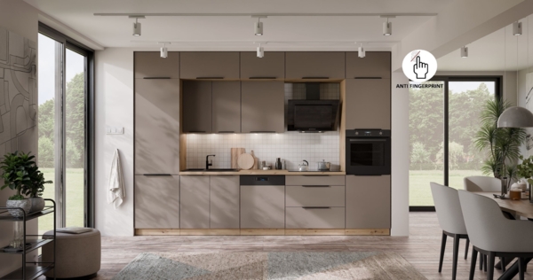 Küche ARIA K-AR - NAGU 340 cm Anti Fingerprint Küchenzeile Küchenblock Singleküche Einbauküche