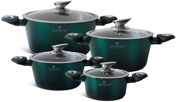 Edenberg Topf-Set Klassische schwarze Töpfe, in 4 verschiedenen Größen und in 4 Farben, Aluminium, Keramik (Gönnen Sie sich stilvolles Kochen auf höchstem Niveau – mit diesem eleganten Topfset, das Design, Qualität und Funktionalität perfekt vereint, 8...