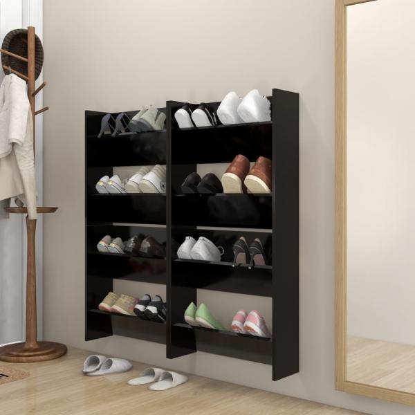 vidaXL Wand-Schuhschränke 4 Stk. Schwarz 60x18x60 cm Holzwerkstoff 806719