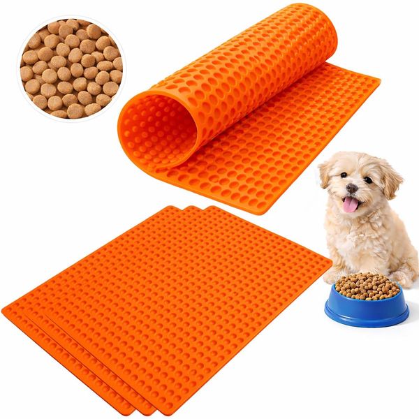 BURI 4x Backmatte 39,5 x 27,7 cm Hundekekse für Mini Halbkugel (1cm Ø) Leckerlis, Silikon Backform, Backunterlage für Backblech, Diätmatte, Hitzebeständig, Lebensmittelecht