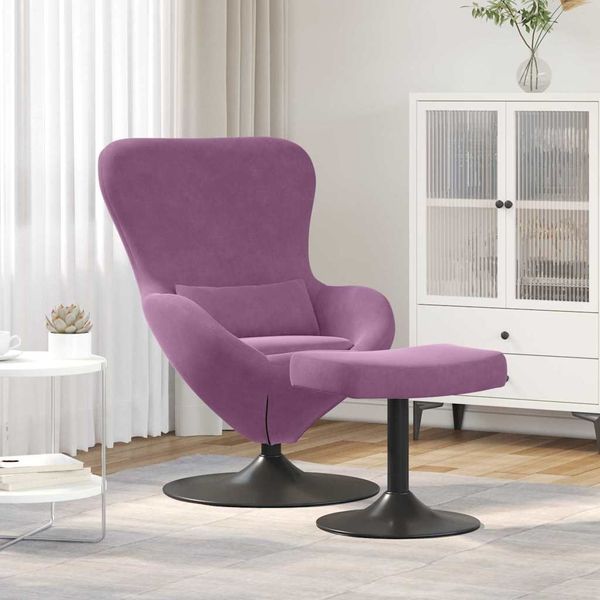 vidaXL Eierstuhl mit Fußhocker Lila Samt 42002754