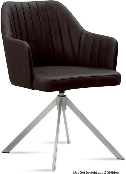 Armlehnstuhl drehbar (2er-Set) Davyzha 58x81x60 Edelstahl/Espresso