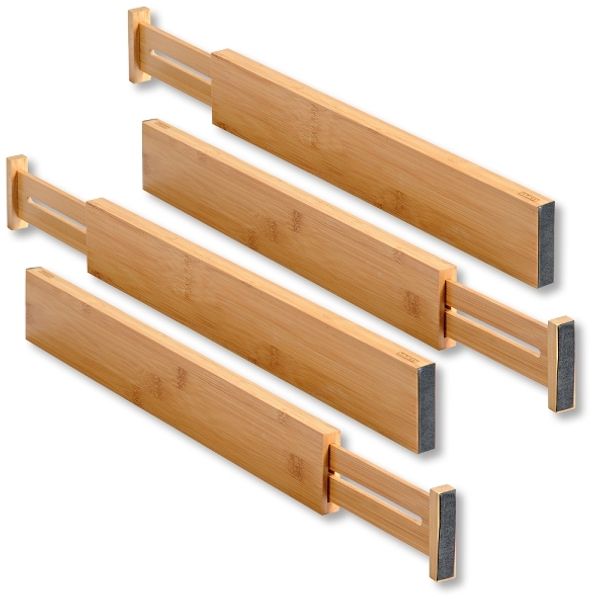 KESPER 1707413 Schubladentrenner, 4er Pack, Länge einstellbar von 45,5 bis 55 cm