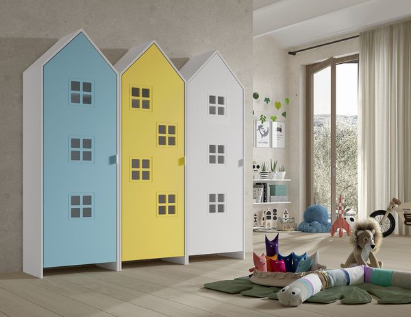 Schrank Casami Bruges 37 x 172,8 x 171,3 cm MDF Blau Gelb Weiß