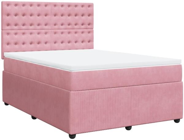 vidaXL Boxspringbett mit Matratze Rosa 140x200 cm Samt 3292375