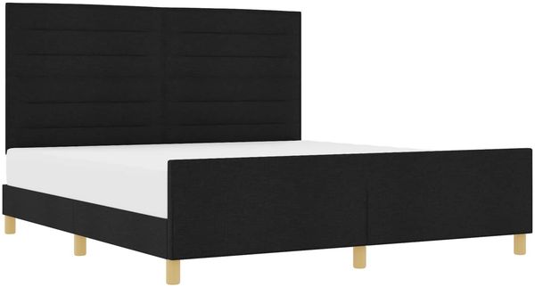 Doppelbett, Bettgestell Modernen mit Kopfteil Schwarz 180 x 200 cm Stoff d1134e