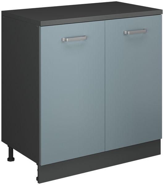 Küchenschrank für Dachschrägen R-Line Blau-Grau 80 cm ohne Schräge mit 2 Türen Vicco