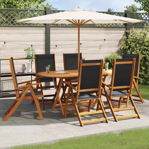 vidaXL 7-tlg. Garten-Essgruppe Massivholz Akazie 41748
