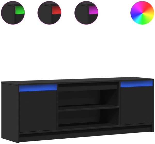 vidaXL TV-Schrank mit LED-Beleuchtung Schwarz 139,5x34x50 cm 852195