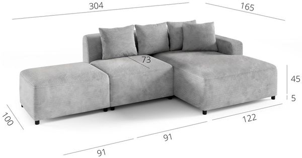 Ecksofa Designersofa MEGAN XS inkl. Hocker Stoff Salvador Dunkelgrün Ottomane Links Bild 3