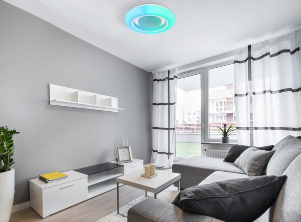 RGB LED Deckenleuchte, Kristall, Fernbedienung, dimmbar, D 39 cm