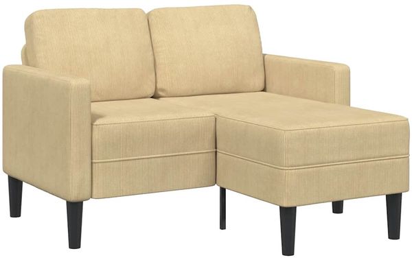 2-Sitzer Sofa, Couch Wohnzimmer mit Chaiselongue L-Form Graugrün 125 cm Leinen