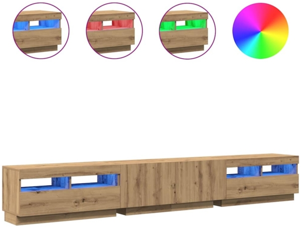 vidaXL TV-Schrank mit LED-Leuchten Artisan-Eiche 260x35x40 cm 3329168 Bild 1