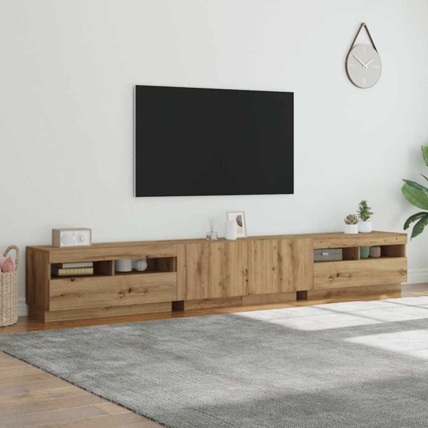 vidaXL TV-Schrank mit LED-Leuchten Artisan-Eiche 260x35x40 cm 3329168 Bild 3