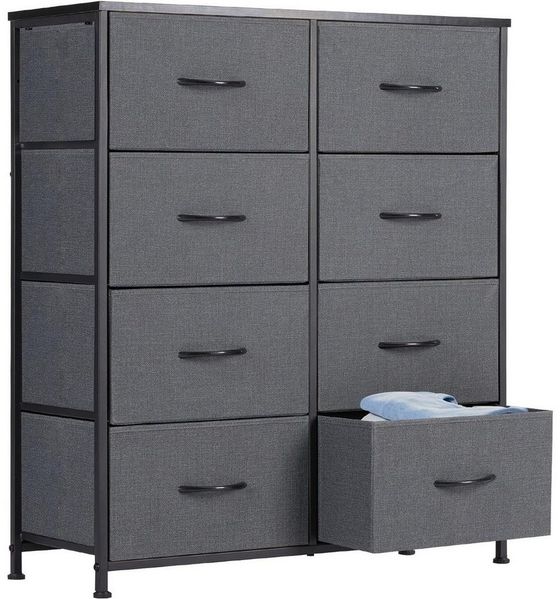 DUMOS Schubkastenkommode Kommode mit Schubladen, Ablageschrank aus Stoff Schubladenschrank (für Schlafzimmer, Wohnzimmer, Kinderzimmer, Flur, Aufbewahrungsschrank), mit Metallgestell Schubladen aus Stoff