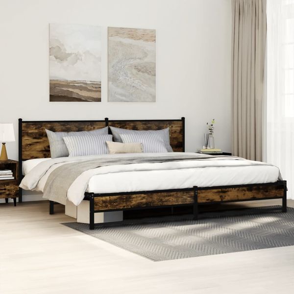 vidaXL Metallbett ohne Matratze Räuchereiche 200x200 cm 3301384