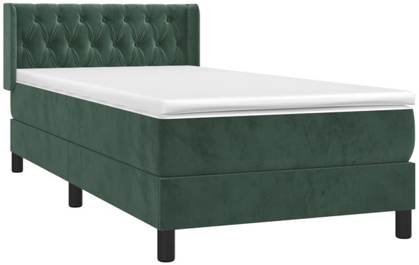 vidaXL Boxspringbett mit Matratze Dunkelgrün 90x190 cm Samt 3131114 Bild 3