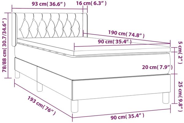 vidaXL Boxspringbett mit Matratze Dunkelgrün 90x190 cm Samt 3131114 Bild 7