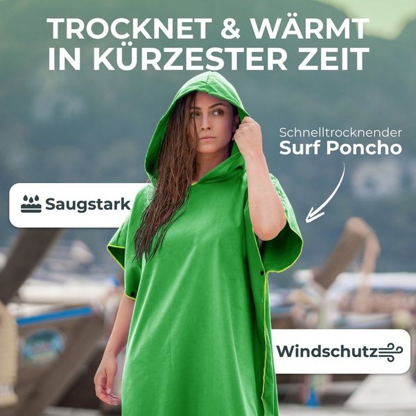 NirvanaShape Handtücher Handtuch-Poncho, Umziehhilfe & Handtuch zugleich Surf-Poncho, Quick-dry Funktion, Ideal auf Reisen zum Surfen, Strand