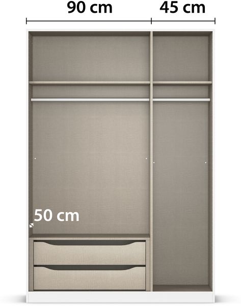 rauch Kleiderschrank Alba, Drehtürenschrank, Garderobenschrank, 3-türig, mit Spiegel, mit 2 Kleiderstangen, 2 Einlegeböden und Schubladeneinsatz, Farbe Grau metallic, Schwarz, Griffstange Grau metallic, Schwarz, 136x197x54cm Bild 6