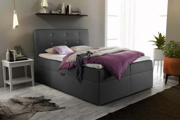 Boxspringbett MONZA Kunstleder Anthrazit 200x200 cm