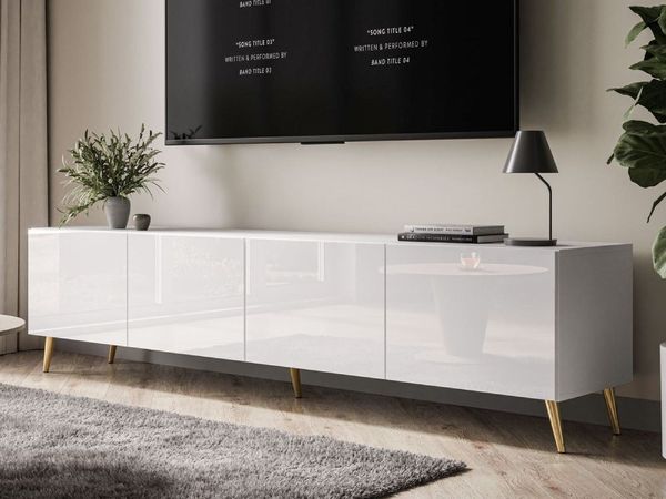 ALLHOUSE24 TV-Schrank LOGANTE 200 cm Breite Unterschrank TV Lowboard Metall Füße (2 x Schränke 100 cm breit) 200 cm Breite