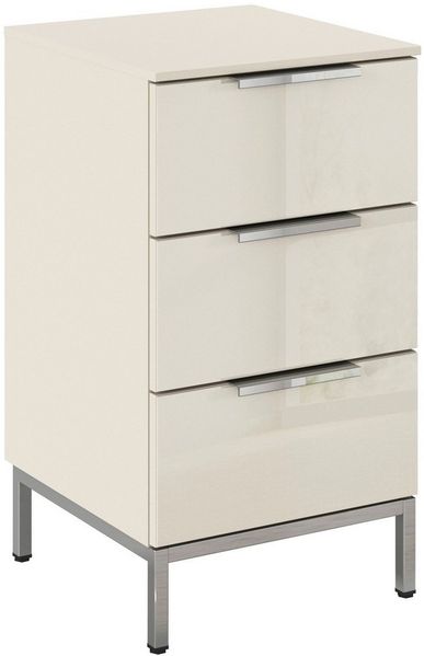 rauch Nachtkommode Nachttisch Nachtschrank Nachtkonsole FLIPP mit Glasfront (Breite 40 cm), mit 3 Schubladen und Soft-Close-Funktion sowie Glasfront