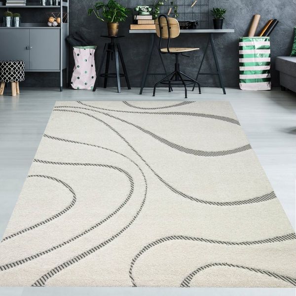 TeppichHome24 Teppich Flauschiger Teppich mit creme, rechteckig