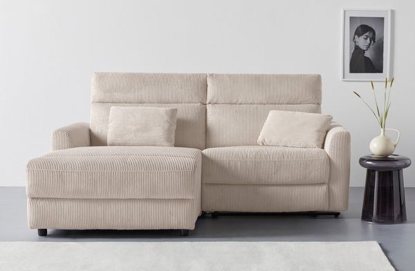 OTTO home Ecksofa JENNA L-Form, 209cm - OTTO. Verlässliche Qualität, manuelle o. elektrische Relaxfunktion, USB A/C, weicher Sitz, Cord.