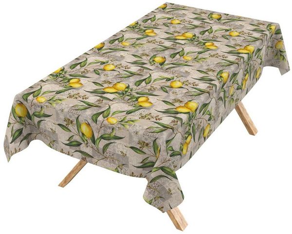 ANRO Tischdecke abwaschbar Madrid Stoff Premium Mediterran Zitrone (Einzelstück 1-tlg), Stoff schmutzabweisend 100x140 cm Mediterran Grau