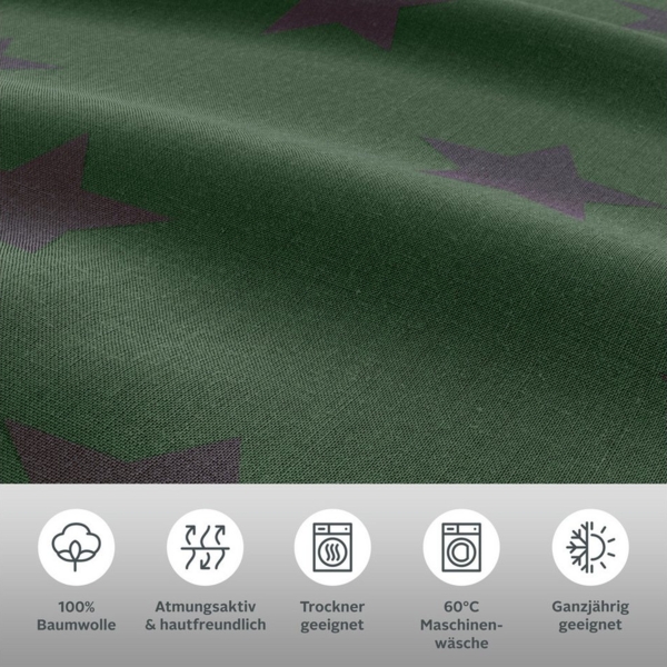 my home Wendebettwäsche STELLA, Linon, 2 teilig, Bettwäsche mit Sternen, Weihnachten, Winter Bild 2