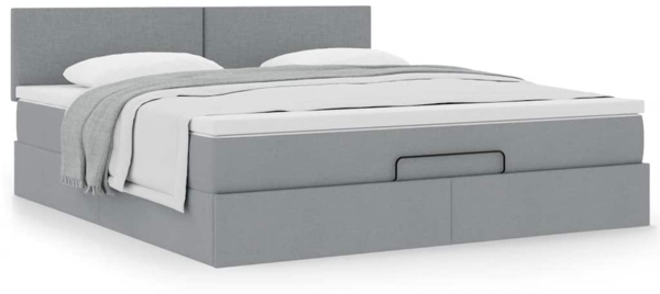 vidaXL Ottoman-Bett mit Matratze Hellgrau 160x200 cm Stoff 3311387 Bild 3