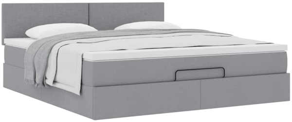 vidaXL Ottoman-Bett mit Matratze Hellgrau 160x200 cm Stoff 3311387 Bild 4