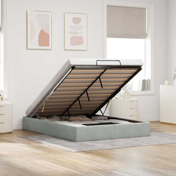 vidaXL Ottoman-Bett ohne Matratze Hellgrau 140x200 cm Samt 3310967