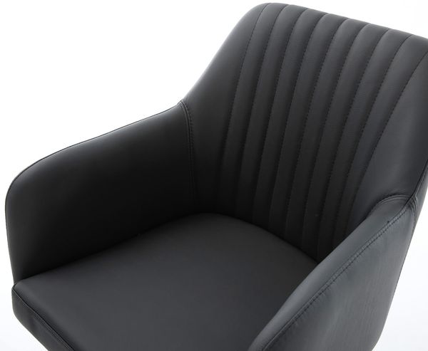 Esszimmerstuhl Greg-Flex Echt-Leder Schwarz Kreuzgestell breit Edelstahl Taschenfederkern Bild 4