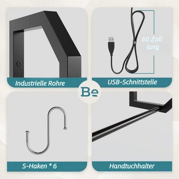 Bestier Wandregal Küchenregal, LED-Gaming-Regale (19.8 x 84 x 88.6 cm) mit verstellbarem, Badezimmer Regal, Schweberegal für Gaming Zimmer, Wein, Kaffee Bar