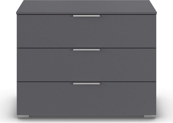 rauch Schubkastenkommode Lowboard Sideboard Schubladenkommode Kommode ASTANA (Breite 80 cm / Höhe 61 cm), mit 3 geräumigen Schubladen, Kantengriff in Alufarben MADE IN GERMANY