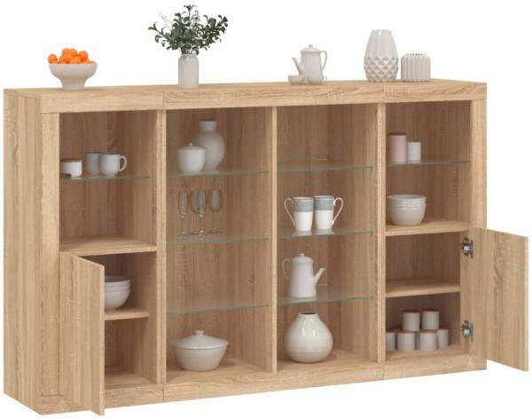 vidaXL Sideboards mit LED-Leuchten 3 Stk. Sonoma-Eiche Holzwerkstoff 3209137