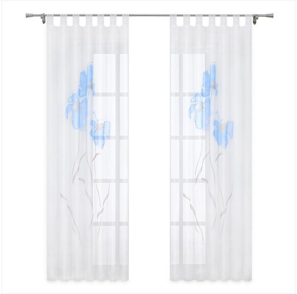 Joyswahl Gardine (1 St), Schlaufen, transparent, Vorhänge Voile Fensterschal Modern Blumen Muster
