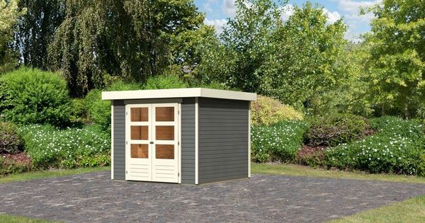 Karibu Holz Gartenhaus "Askola 3,5", terragrau, 2,4x2,4 m (B x T),ohne Anbaudach