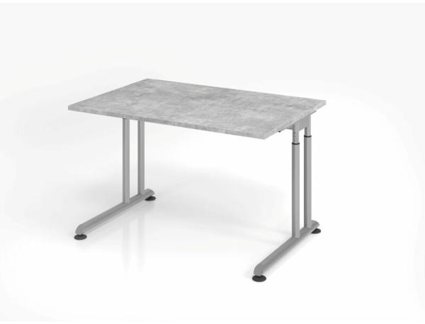 Schreibtisch C-Fuß 120x80cm Beton/Silber