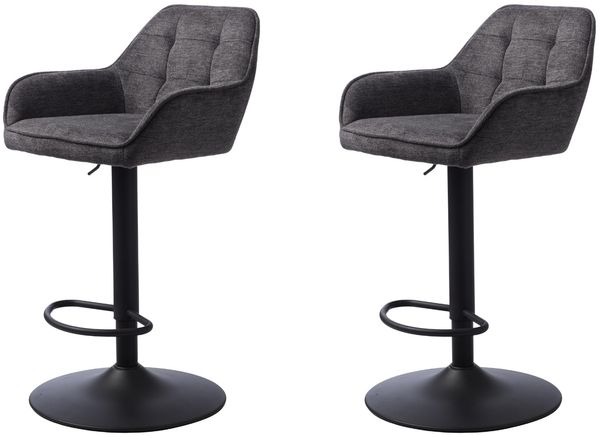 FJORDFORM Barhocker, 2'er Set, Trompetenfuß, Polsterstuhl, Hebe- und Senkfunktion, 360°-Schwenkfunktion, Dunkelgrau
