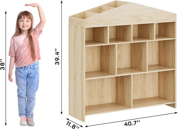 GarveeMore Kinderregal mit 15 Fächern,Burgdesign Spielzeugtruhe,103.5x30x100cm, Bücherregal Kinder,Standregal Spielzeug für Kinderzimmer,Schlafzimmer