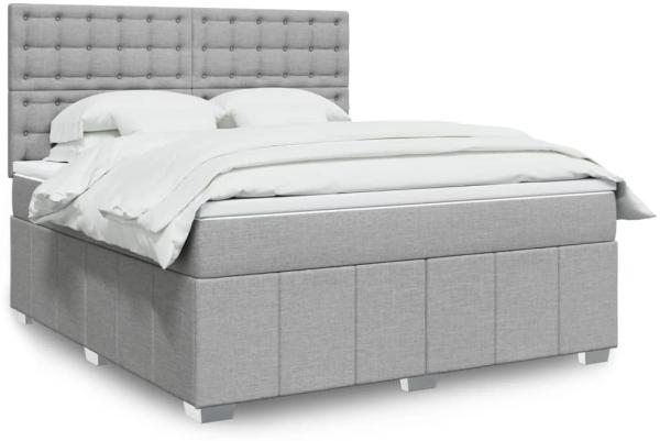 vidaXL Boxspringbett mit Matratze Hellgrau 180x200 cm Stoff 3294061